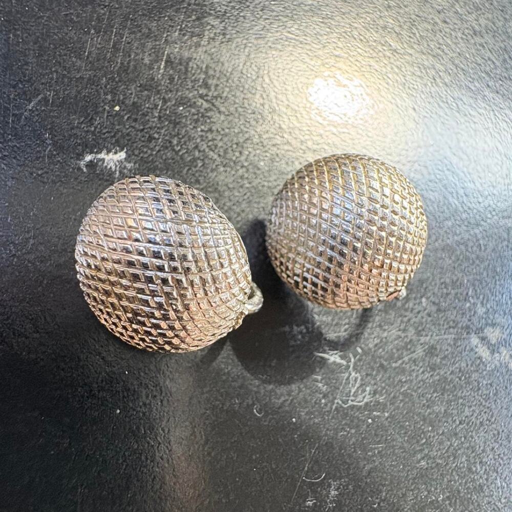 Vintage Crown Trifari textured dome clip on earrings